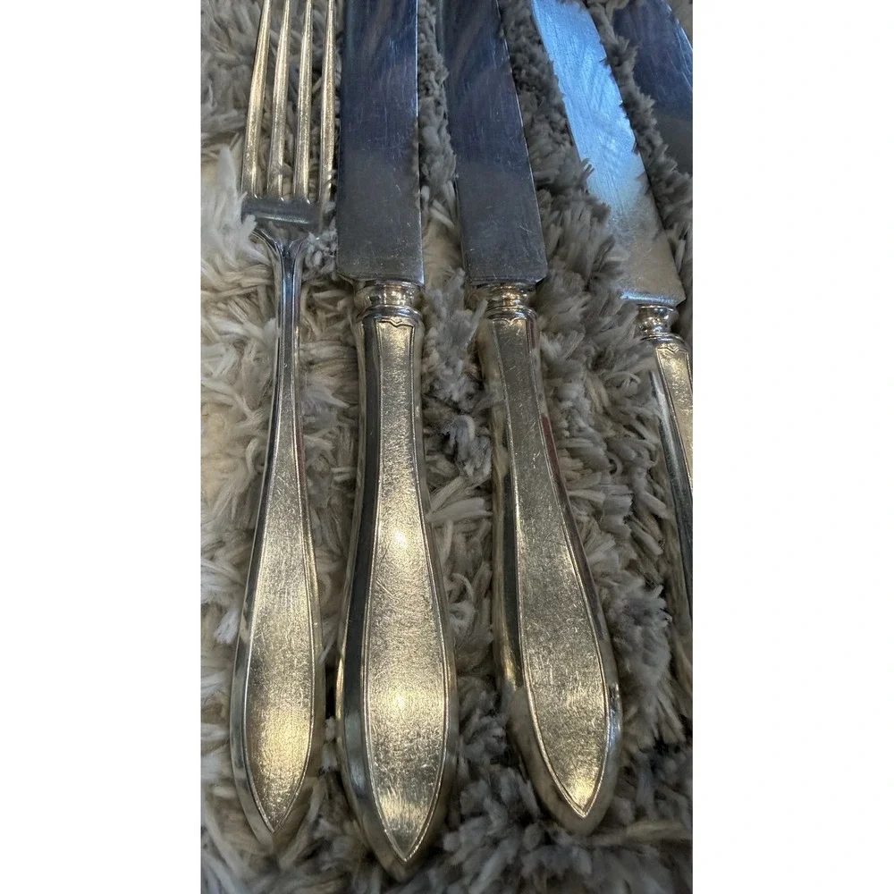 Antique Wm Rogers Pat 18 X12 Silverplate Flatware 12 Knives 11 Forks 23Pc